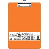Artlantis Sekreterlik Kapaksız A4 1 Adet Renkli A4 Kapaksız Sekreterlik Klipsli Metal Mekanizmalı 80 Yaprak Kapasiteli - Turuncu