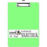 Artlantis Sekreterlik Kapaksız A4 1 Adet Renkli A4 Kapaksız Sekreterlik Klipsli Metal Mekanizmalı 80 Yaprak Kapasiteli - Yeşil