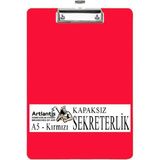 Artlantis Sekreterlik Kapaksız A5 Küçük Boy 1 Adet Renkli Kapaksız Sekreterlik Klipsli Metal Mekanizmalı 80 Yaprak Kapasiteli Ofis - Kırmızı