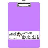 Artlantis Sekreterlik Kapaksız A5 Küçük Boy 1 Adet Renkli Kapaksız Sekreterlik Klipsli Metal Mekanizmalı 80 Yaprak Kapasiteli Ofis - Mor