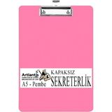 Artlantis Sekreterlik Kapaksız A5 Küçük Boy 1 Adet Renkli Kapaksız Sekreterlik Klipsli Metal Mekanizmalı 80 Yaprak Kapasiteli Ofis - Pembe