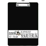 Artlantis Sekreterlik Kapaksız A5 Küçük Boy 1 Adet Renkli Kapaksız Sekreterlik Klipsli Metal Mekanizmalı 80 Yaprak Kapasiteli Ofis - Siyah