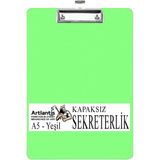 Artlantis Sekreterlik Kapaksız A5 Küçük Boy 1 Adet Renkli Kapaksız Sekreterlik Klipsli Metal Mekanizmalı 80 Yaprak Kapasiteli Ofis - Yeşil