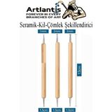 Artlantis Seramik Kil Çömlek Şekillendirici 3 Lü 1 Paket Seramik Modelaj Oyma Seti Heykel Hobi Tasarım - Standart - Naturel