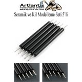 Artlantis Seramik Kil Çömlek Şekillendirici 5'li 1 Paket Seramik Modelaj Oyma Seti Heykel Hobi Tasarım Deri Oyma Standart Siyah Çizim Kalemi