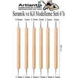 Artlantis Seramik Kil Çömlek Şekillendirici 6'lı 1 Paket Seramik Modelaj Oyma Seti Heykel Hobi Tasarım Deri Oyma Standart Naturel Çizim Kalemi