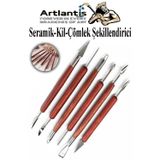 Artlantis Seramik Kil Çömlek Şekillendirici Ahşap Saplı 6 Parça 1 Paket Seramik Modelaj Oyma ve Temizleme Seti Ebeşuar Heykel Hobi