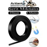 Artlantis Şerit Mıknatıs Magnet 1 Metre 1 Adet 1 cm 1 Metre Esnek Kaliteli Metal Yüzeye Yapışan Manyetik Mıknatıs Fotoğraf Resim - Siyah