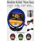 Artlantis Şifreli Bisiklet Kilidi 70 cm Ince 1 Adet K-3668 Çelik Halat Plastik Kaplamalı Bisiklet Kiliti Scooter Kapı Şifreli - Mavi