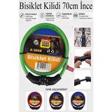 Artlantis Şifreli Bisiklet Kilidi 70 cm Ince 1 Adet K-3668 Çelik Halat Plastik Kaplamalı Bisiklet Kiliti Scooter Kapı Şifreli - Yeşil