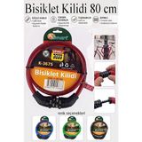 Artlantis Şifreli Bisiklet Kilidi 80 cm 1 Adet K-3675 Çelik Halat Plastik Kaplamalı Bisiklet Kiliti Scooter Kapı Şifreli Kilit - Kırmızı
