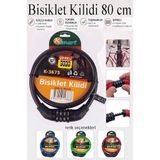 Artlantis Şifreli Bisiklet Kilidi 80 cm 1 Adet K-3675 Çelik Halat Plastik Kaplamalı Bisiklet Kiliti Scooter Kapı Şifreli Kilit - Siyah
