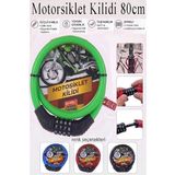 Artlantis Şifreli Motosiklet Kilidi 80 cm 1 Adet K-3682 Çelik Halat Plastik Kaplamalı Bisiklet Kiliti Motorsiklet Scooter Kapı - Yeşil