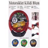 Artlantis Şifreli Motosiklet Kilidi 80 cm 1 Adet K-3682 Çelik Halat Plastik Kaplamalı Bisiklet Kiliti Motorsiklet Scooter Kapı