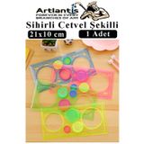 Artlantis Sihirli Cetvel 1 Adet Plastik Sihirli Daire Cetvel Desen Şablon Çizim Okul Karne Hediye
