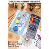 Artlantis Sihirli Cetvel 1 Adet ve Pensan Triball Tükenmez Kalem 8 Li 1 Paket Plastik Sihirli Daire Cetvel Desen Şablon Çizim Okul - Çok Renkli - Standart