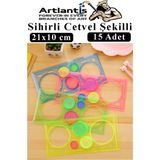 Artlantis Sihirli Cetvel 15 Adet Plastik Sihirli Daire Cetvel Desen Şablon Çizim Okul Karne Hediye - Çok Renkli - Standart