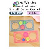 Artlantis Sihirli Cetvel 2 Adet Plastik Sihirli Daire Cetvel Desen Şablon Çizim Sınıf Okul Karne Hediye