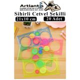 Artlantis Sihirli Cetvel 20 Adet Plastik Sihirli Daire Cetvel Desen Şablon Çizim Okul Karne Hediye