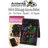 Artlantis Sihirli Gökkuşağı Kazıma Defteri A6 10X15 cm 1 Paket 10 Sayfa Scratch Note Spralli Siyah Sihirli Resim Defteri - Standart