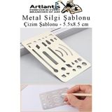 Artlantis Silgi Şablonu Metal 5.5x8.5 cm 1 Adet Paslanmaz Çelik Silgi Şablonu Çizim Şablonu Cetveli Mimari Mühendislik - Gümüş - Gri - Standart