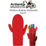 Artlantis Silikon Kaktüs Kalemlik 1 Adet Silikon Kalem Kutusu Eğlenceli Sevimli Kaktüs Figürlü Hediyelik Kalemlik - Kırmızı