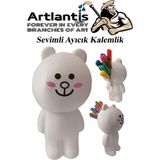 Artlantis Silikon Sevimli Ayıcık Kalemlik 1 Adet Yumuşak Silikon Sevimli Hayvanlar Kalem Kutusu Eğlenceli Hediyelik Kalemlik - Beyaz