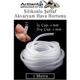 Artlantis Silikonlu Şeffaf Akvaryum Hava Hortumu 1 Metre Iç Çap 4mm Dış Çap 6mm Deney Fıskiye Kauçuk Hortum Yağ Hava Pompa Borusu - Standart