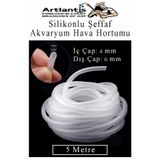 Artlantis Silikonlu Şeffaf Akvaryum Hava Hortumu 5 Metre İç Çap 4mm Dış Çap 6mm Deney Fıskiye Kauçuk Hortum Ya