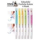 Artlantis Silinebilir Fosforlu Kalem 6 Renk 1 Paket Mikro Silinebilir İşaretleme Kalemi Çift Başlı Pürüzsüz Yazma Ve Silme