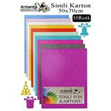 Artlantis Simli Karton 50x70 Cm 10 Renk 1 Paket 10 Lu Simli Karton Parıltılı Kağıt Anasınıfı Kreş Etkinlik Proje Dekoratif Çok Renkli