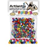 Artlantis Simli Ponpon 10 mm 100 Lü 1 Paket Karışık Renk Pon Pon 10 mm Pompom 1 cm Elişi Etkinliği Anasınıfı Kreş Okul Öncesi Pom