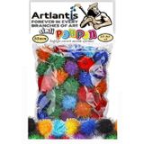 Artlantis Simli Ponpon 30 mm 50 Li 1 Paket Karışık Renk Pon Pon 30 mm Pompom 3 cm Elişi Etkinliği Anasınıfı Kreş Okul Öncesi Pom P