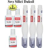 Artlantis Sıvı Silici Daksil ve Kalem Daksil 6 Adet Cassa Fırçalı Sıvı Düzeltici Daksil Yazı Düzeltici Okul Ofis Büro Fırça Uçlu