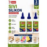 Artlantis Sıvı Silikon Yapıştırıcı 100 ml 3 Adet Mikro Silikon Yapıştırıcı Sıvı 100 gr Plastik Cam Mermer Kağıt Karton Tahta Köpük - Şeffaf