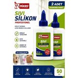 Artlantis Sıvı Silikon Yapıştırıcı 50 ml 2 Adet Mikro Silikon Yapıştırıcı Sıvı 50 gr Plastik Cam Mermer Kağıt Karton Tahta Köpük - Şeffaf