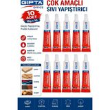Artlantis Sıvı Yapıştırıcı 19 gr Tüp Gıpta Çok Amaçlı Kuvvetli Yapıştırıcı 10 Adet Okul Büro Yapıştırıcısı Kağıt Karton - Şeffaf