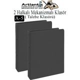 Artlantis Siyah 2 Halkalı Klasör 2 Adet A5 Pvc Öğrenci ve Ofis Tipi Evrak Sunum Talebe Büro Klasörü Iç Cepli Otomatik Mekanizmalı