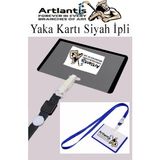 Artlantis Siyah Ipli Yaka Kartı 25 Adet Ayarlanabilir Boyuna Asma Kimlik Koruyuculu Pvc Siyah Yaka Kartlığı Seyehat Ofis Okul Büro - Standart