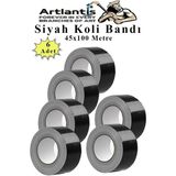 Artlantis Siyah Koli Bantı 100 Metre 6 Adet 45MM x 100 Metre Renkli Koli Bandı Extra Güçlü Formül Akrilik Koli Bandı - Standart - 45x100 metre