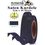 Artlantis Siyah Kurdele Saten 2 Cm 10 Metre 2 Adet Saten Kurdela Parlak Hediye ve Süsleme Şeridi Süs Paketleme Çiçek Saç El