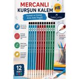 Artlantis Siyah Kurşun Kalem Mercanlı 12 Adet Faber Castell Mercanlı Kurşun Tahta Kalem Hb Orta Dereceli Öğrenci Kalemi Okul - Çok Renkli - Standart