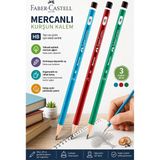 Artlantis Siyah Kurşun Kalem Mercanlı 3 Adet Faber Castell Mercanlı Kurşun Tahta Kalem Hb Orta Dereceli Öğrenci Kalemi Okul - Çok Renkli - Standart