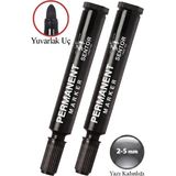 Artlantis Siyah Permanent Markör Kalem Yuvarlak Uç 2 Adet Sentör Kalıcı Marker Kalem Tüm Koli Çuval Cam Plastik Yüzeylerde Kalıcı - 2-5mm