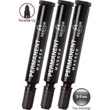 Artlantis Siyah Permanent Markör Kalem Yuvarlak Uç 3 Adet Sentör Kalıcı Marker Kalem Tüm Koli Karton Çuval Cam Plastik Kalıcı - 2-5mm
