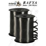Artlantis Siyah Rafya Şerit Kurdela 2 Adet 8mm 200 Metre Rabant Rafya Renkli Hediye Paketleme İpi Kurdela Balon Bağlama Ponpon