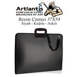 Artlantis Siyah Resim Çantası Fermuarlı Kulplu 37x54 cm 1 Adet Teknik Resim Dosya Çantası 35x50 cm Askılı Proj