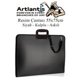 Artlantis Siyah Resim Çantası Fermuarlı Kulplu 55x75 cm 1 Adet Teknik Resim Dosya Çantası 50x70 cm Askılı Proj