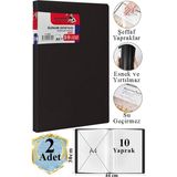 Artlantis Siyah Sunum Dosyası 10 Lu 2 Adet Poşet Dosyalı Katalog Dosyası 10 Poşetli Kendinden Dosya Plastik Kapaklı - Standart