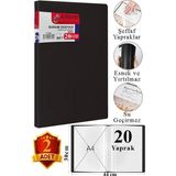 Artlantis Siyah Sunum Dosyası 20 Li 2 Adet Poşet Dosyalı Katalog Dosyası 20 Poşetli Kendinden Dosya Plastik Kapaklı - 10 lu - Standart